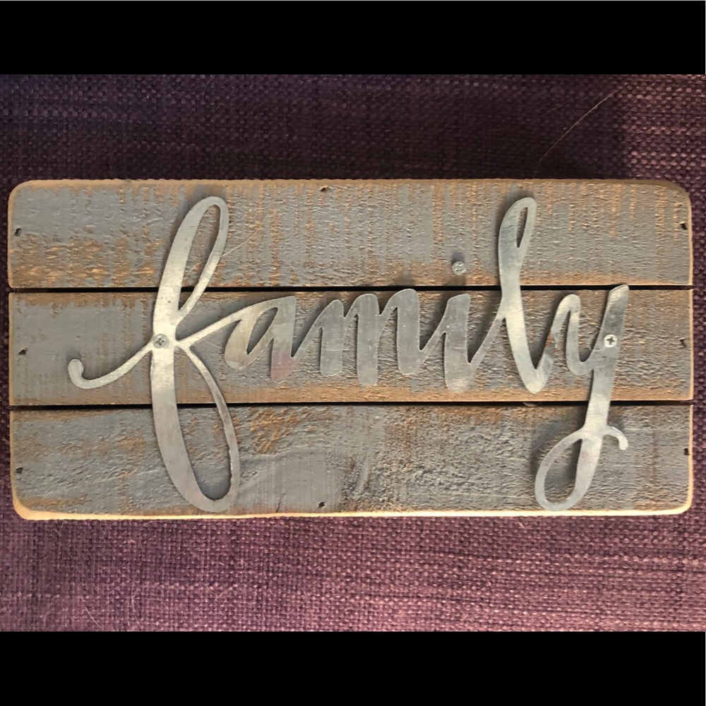 Farmhouse chic! Family weathered grey wooden block